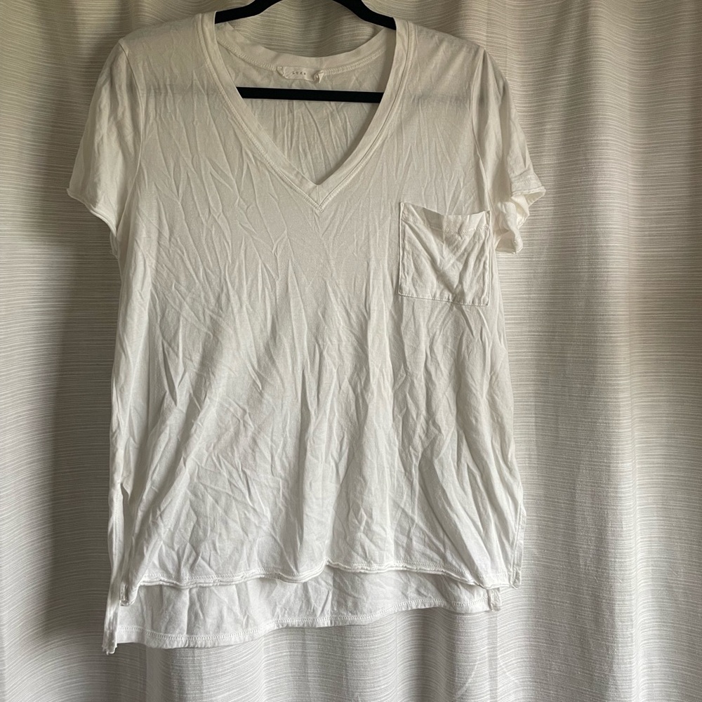 White V-Neck Tee